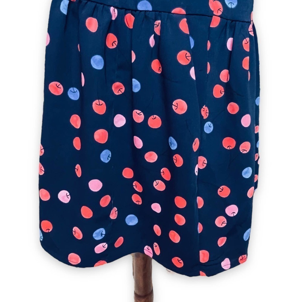 🍀Cynthia Rowley Womens Blue Cherry Print Round Neck Shift Dress 10 - Picture 8 of 12